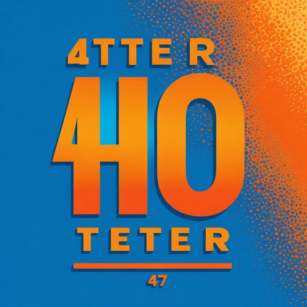 Retro-style poster illustration featuring the band name 47Ter in bold, vibrant typography against a textured background of electric blue and warm orange gradients.