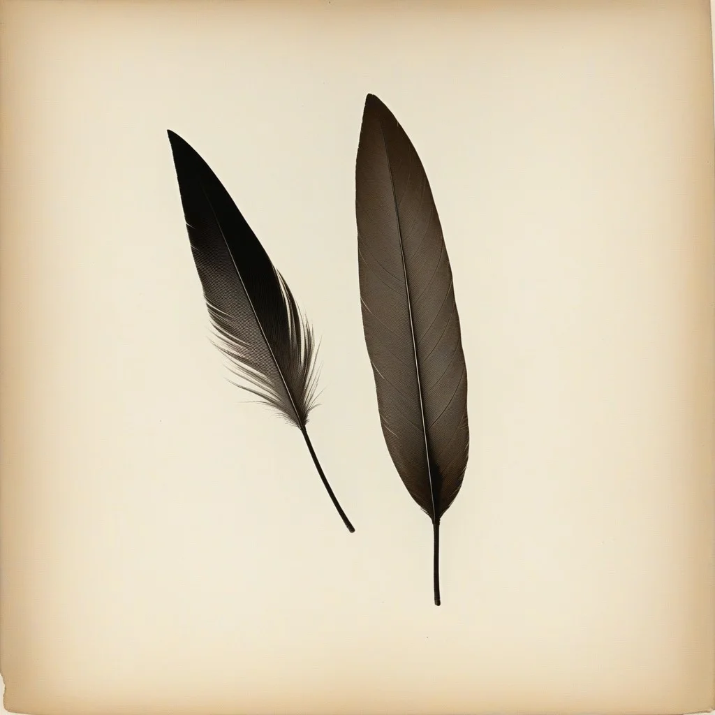 Une plume d’oie ancienne, noircie par l’encre, reposant sur un morceau de parchemin déchiré, avec des traces de lignes effacées à la main.