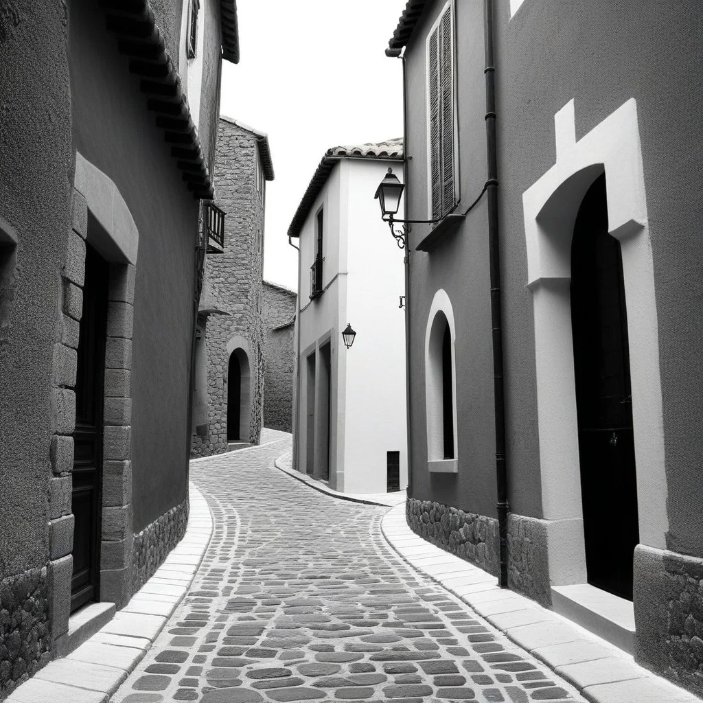 Une ancienne photo en noir et blanc d'une ruelle de Collioure.