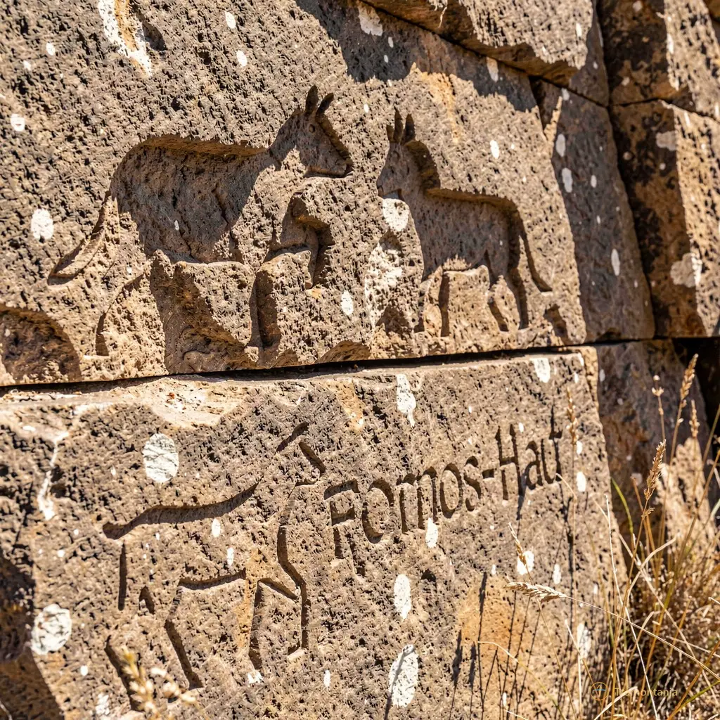 Les gravures rupestres du rocher de Fornols-Haut montrent les silhouettes d'animaux préhistoriques taillées dans une pierre brute