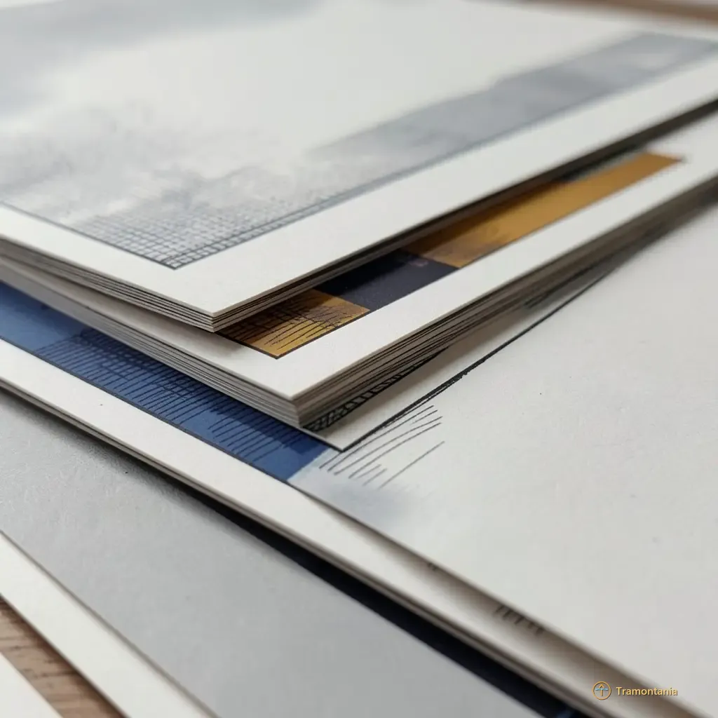 Une pile de négatifs photographiques anciens et de tirages jaunis présente des taches chimiques visibles dans un croquis détaillé