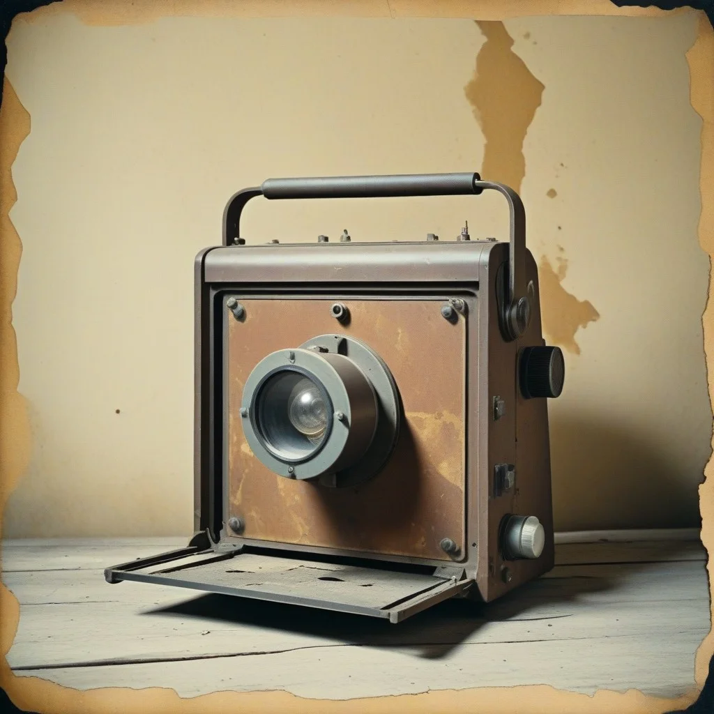 Un vieil objet de théâtre, comme un vieux projecteur de diapositives.