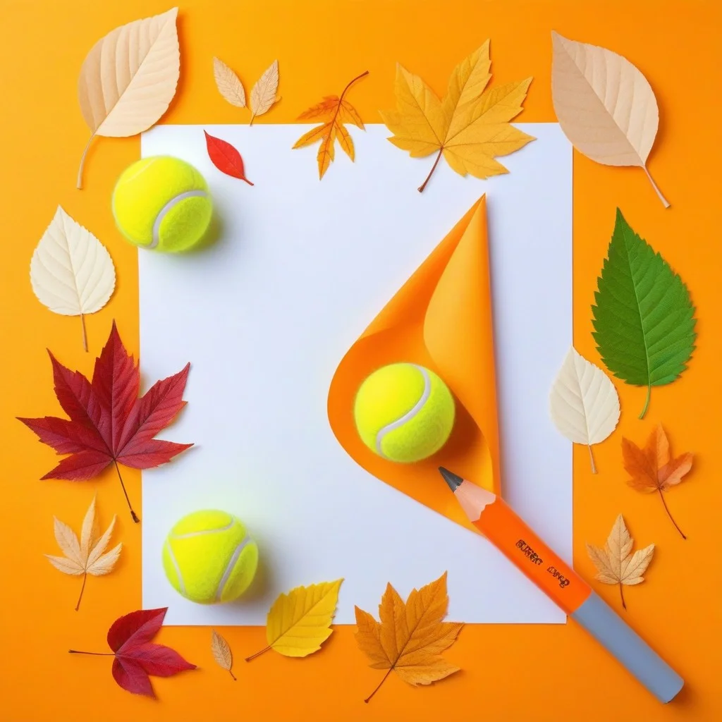 Un détail de mains enfantines tenant un crayon gris, en train de tracer une vague sur du papier. Le fond flou montre des feuilles d'automne qui commencent à tomber, et une balle de tennis oubliée dans l’herbe. La lumière est dorée, douce, presque tendre.