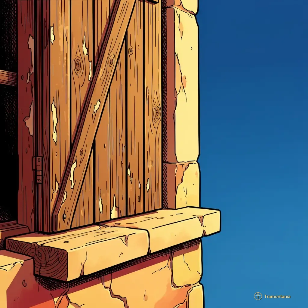 Une illustration de bande dessinée montre une moulure sculptée richement décorée sur la façade d'un bâtiment historique à Perpignan
