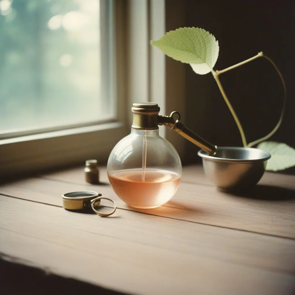 Loupes anciennes en laiton et verre, posées sur une table de bois clair, avec un petit morceau d’écorce et une feuille séchée à côté. Une goutte de rosée reste accrochée au bord d’une aile de papillon épinglé — comme si l’objet venait juste d’être observé pour la dernière fois.