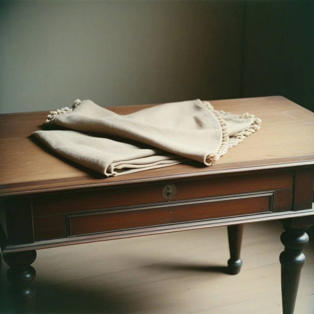 Un vieux clavecin en bois noir, les touches jaunies par le temps, une seule corde cassée qui pend comme un fil de soie, posé sur une table couverte d’un tissu élimé où des marques de doigts se mêlent à des traces de poussière.