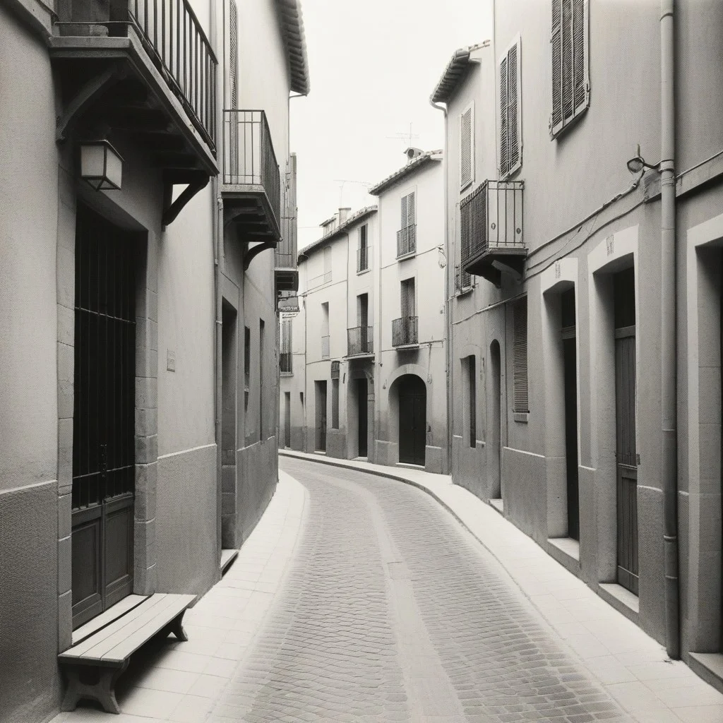 Une vieille photo en noir et blanc d'une rue de Perpignan avec des gens en habits traditionnels.