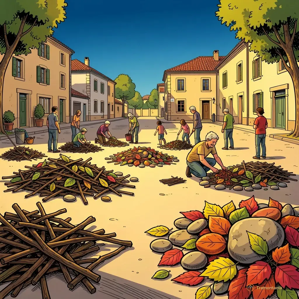 Des tas d'éléments naturels comme brindilles