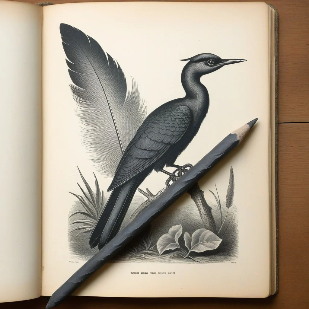 Ancien cahier de dessins naturalistes, couverture en cuir usé, pages déchirées où des silhouettes d’animaux sauvages sont esquissées au crayon gris, avec des légendes à la plume.