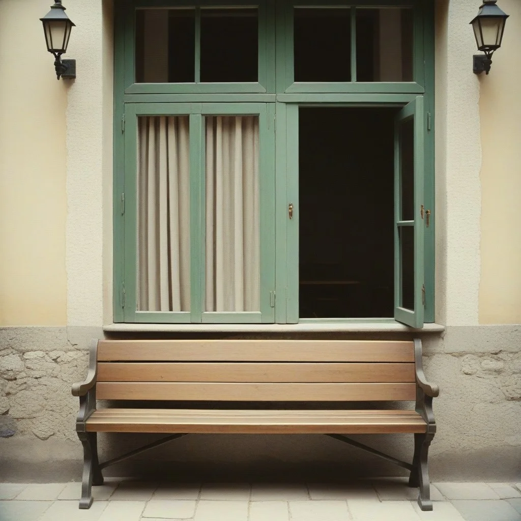 Hautbois catalan en bois sombre, ancien, avec des clés de cuivre vert de gris, posé sur un banc de pierre, près d’un morceau de tissu traditionnel brodé à la main, fond de lumière dorée filtrant par une fenêtre étroite.
