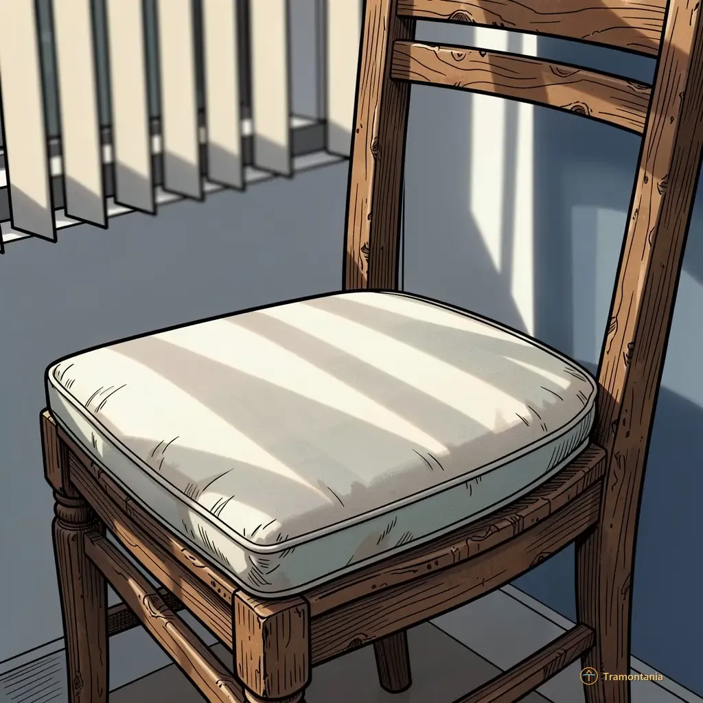 Le dossier d'une chaise ancienne révèle un grain de bois très détaillé marqué par le temps et la patine