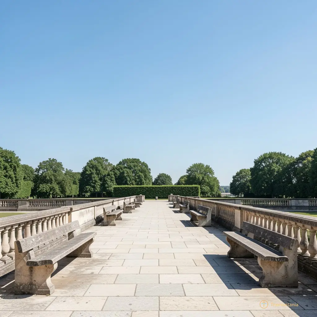 Quai François Joly, vide à l’heure du déjeuner, bancs en pierre, ciel clair et sans nuage