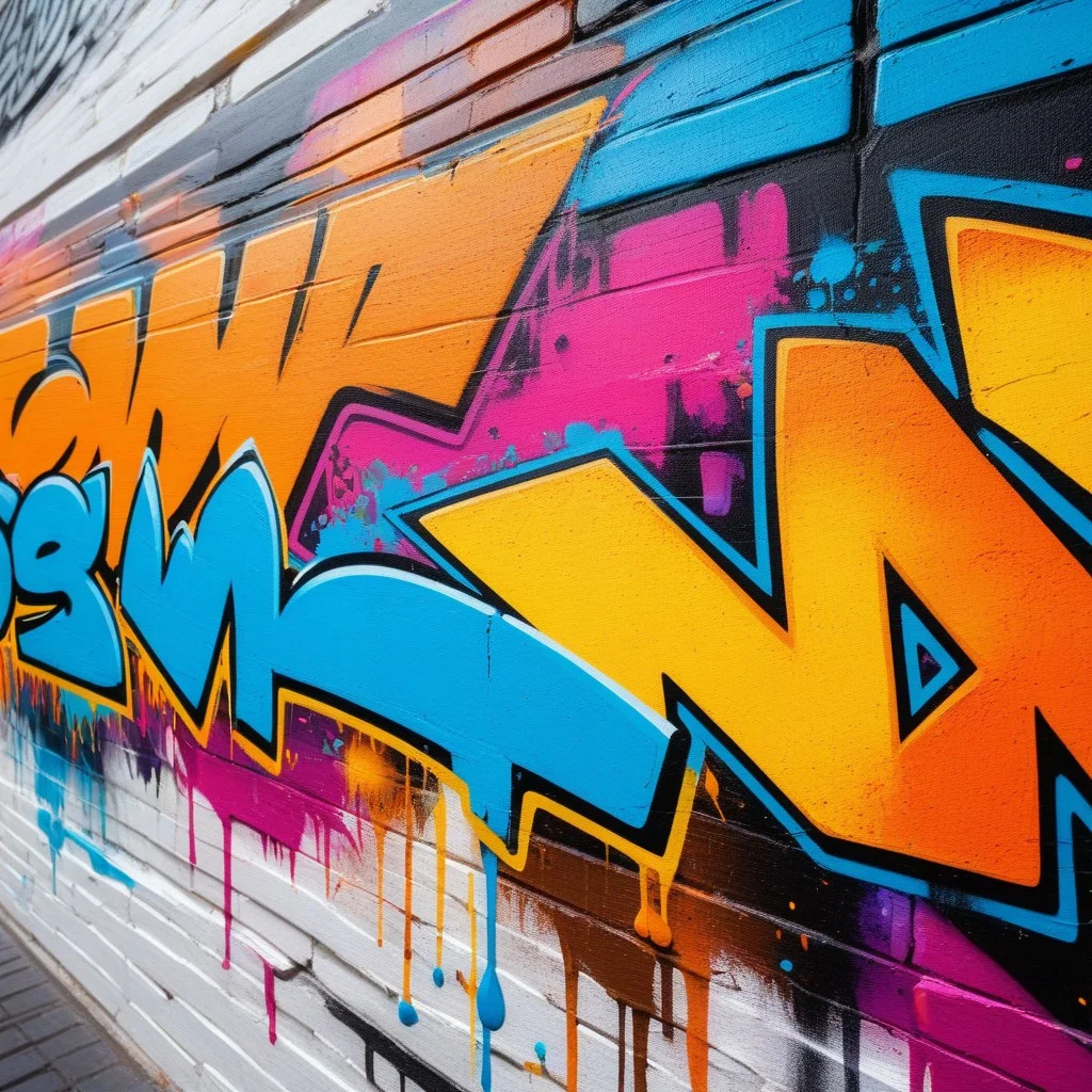 Close-up of a textured canvas showing vibrant street-art graffiti techniques blended with traditional painting strokes.