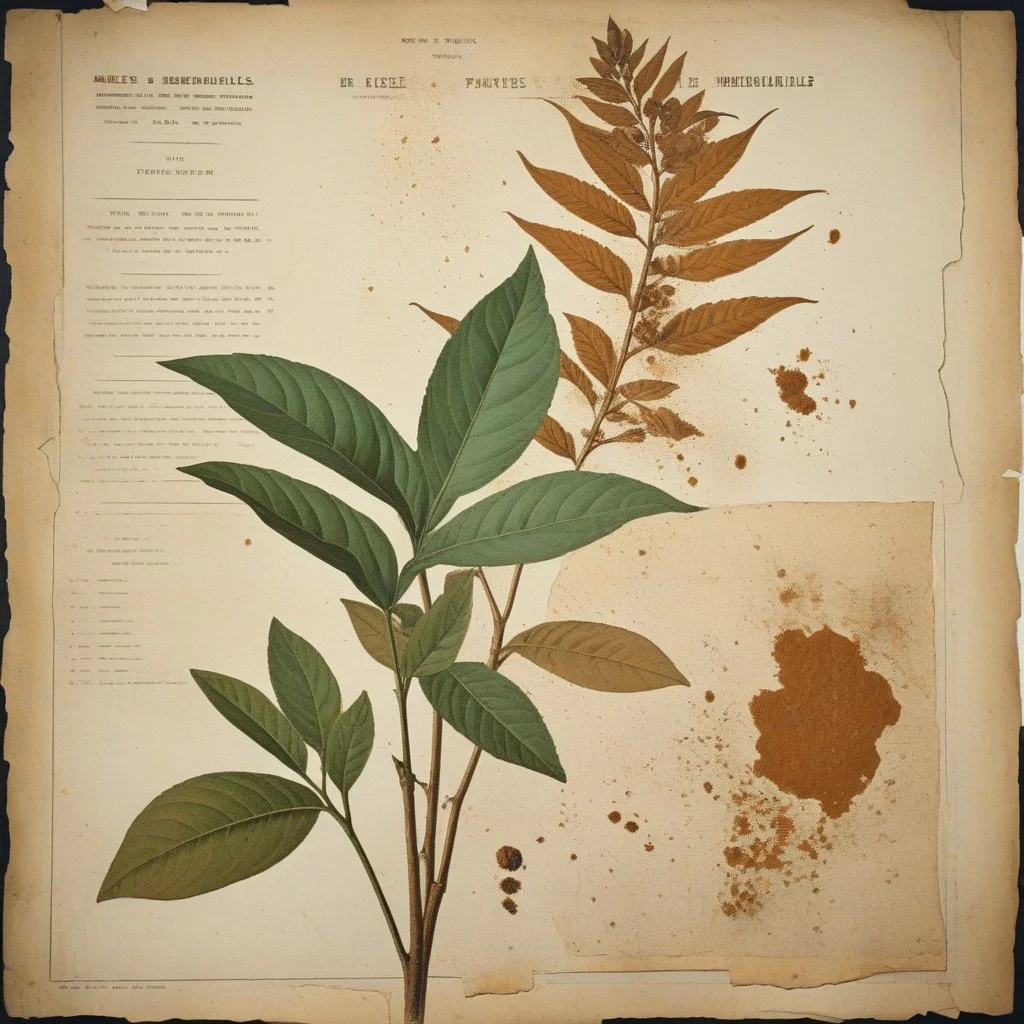 Une affiche usée d'une exposition sur les plantes médicinales du XIXe siècle.