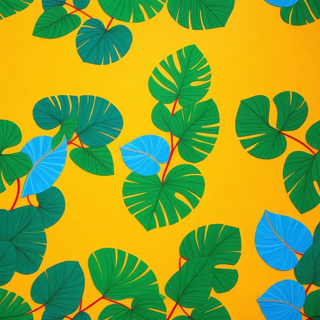 Une composition abstraite de tissus brodés suspendus comme des drapeaux légers : bleu ciel, terre cuite, vert émeraude, avec des motifs organiques qui évoquent des collines, des rivières et des toits. Le fond est une paroi blanche de l’atelier, légèrement poussiéreuse, où flottent quelques miettes de fil.